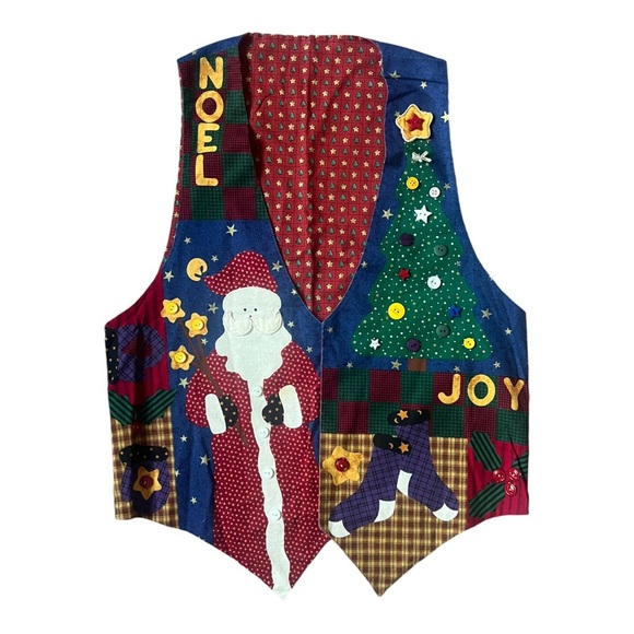 Vtg Handmade Santa Christmas Vest Kitschy Teacher - Picture 1 of 5